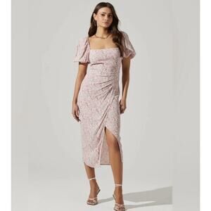 NWT ASTR The Label Pink Ditsy Floral Spring Dress Size Large